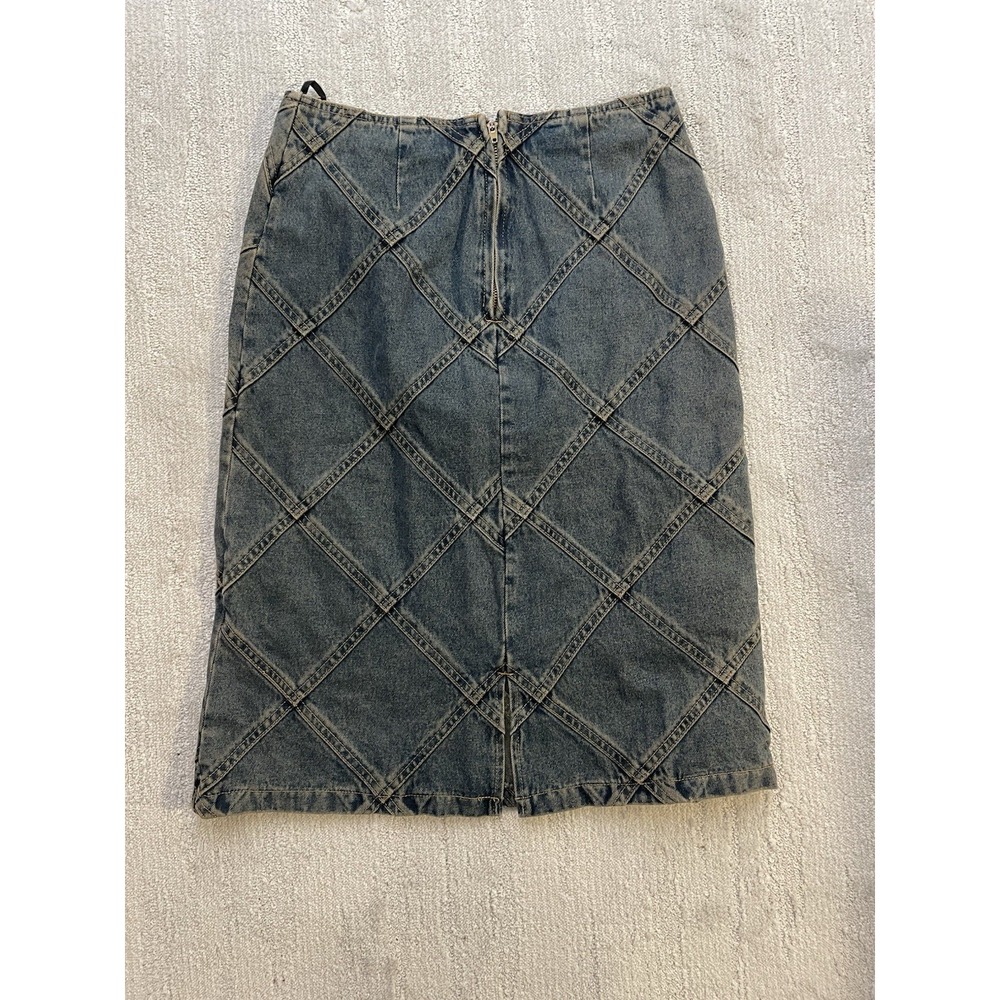 Newport News Jeanology Collection Denim Patch Skirt Jean Vintage Y2K Size 8 - Picture 4 of 7